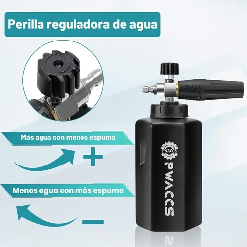 Miniatura 5 de PWACCS Pistola de espuma para lavadora a presión con accesorio de doble conector, cañón de espuma de pistola de lavado de energía corta y kit