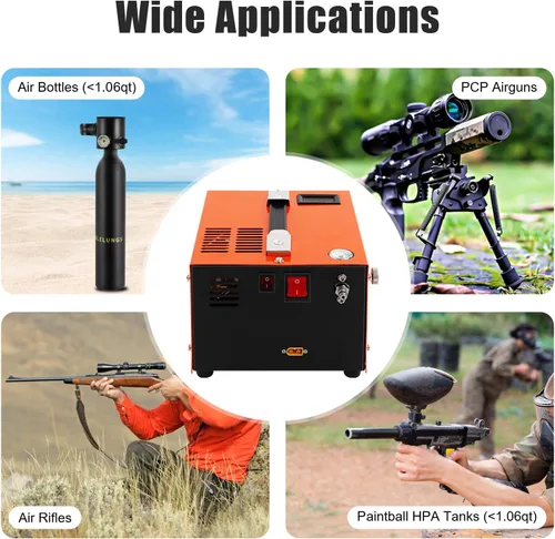 Miniatura 2 de Compresor de aire PCP de 4500PSI 30Mpa, 110V AC portátil de alta presión PCP Airgun compresor bomba de inflado sin aceite y agua Paintball tanque