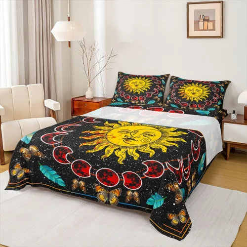 Miniatura 37 de Erosebridal Southwestern - Juego de sábanas y fundas de almohada, juego de sábanas azteca bohemio, diseño hippie de cachemira, tamaño individual