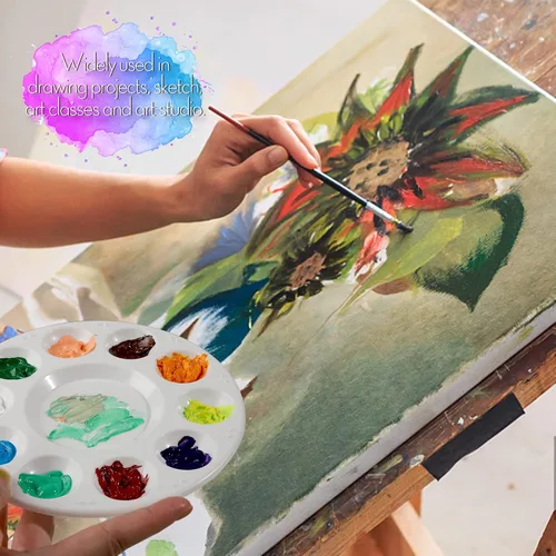 Miniatura 7 de FANDAMEI Paletas de Bandeja de Pintura Redondas Blancas, Bandeja de Paleta de Pintura, Paleta de Bandeja de Pintura de Plástico, Paletas de Pintura