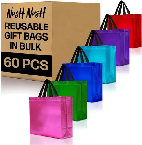 Miniatura 62 de Nush Nush - Bolsas de regalo reutilizables azul aguamarina a granel (azul aguamarina - Tamaño mediano - Juego de 30)