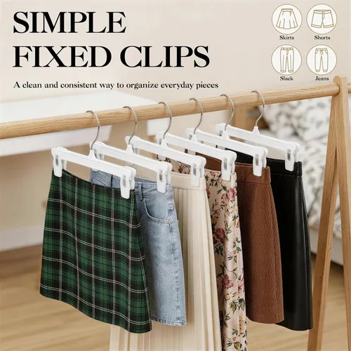 Miniatura 7 de Perchas para falda Smartor Perchero para pantalones con clips Disponible en paquetes de 10, 30, 60 Ahorro de espacio Duraderas Clips