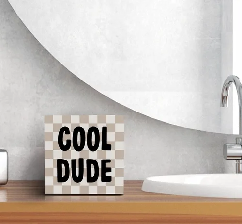 Miniatura 6 de SRADMO Cool Dude - Letrero de madera para escritorio, caja de madera boho, beige, preppy, decoración para adolescentes, niños, dormitorio