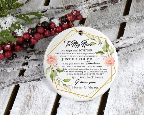 Miniatura 2 de HTDesigns Adorno de Navidad para sobrina – Regalo de sobrina de la tía – "Never Forget That I Love You" impreso en ambos lados