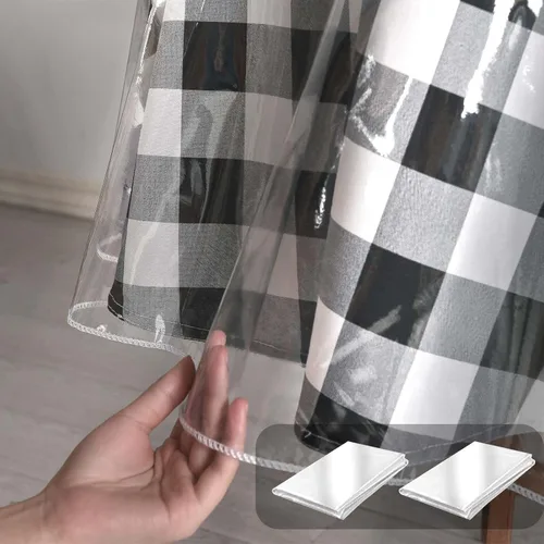 Miniatura 10 de Hiasan - Mantel rectangular de plástico transparente 100% impermeable, a prueba de aceite, resistente a las manchas, lavable, protector de mesa