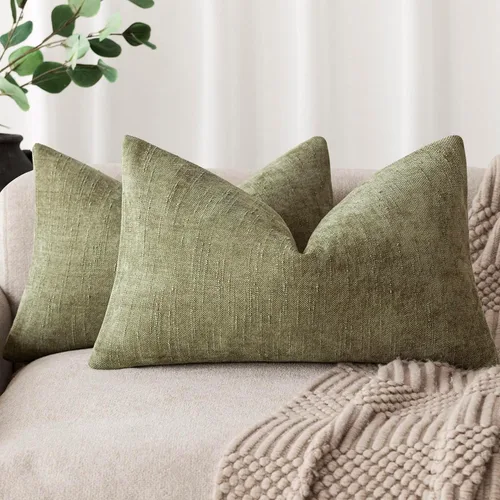 Miniatura 52 de Foindtower - Paquete de 2 fundas de almohada decorativas, cuadradas, cómodas, unicolor, suaves, lumbares, estilo rústico neutro, para sofá, sillón