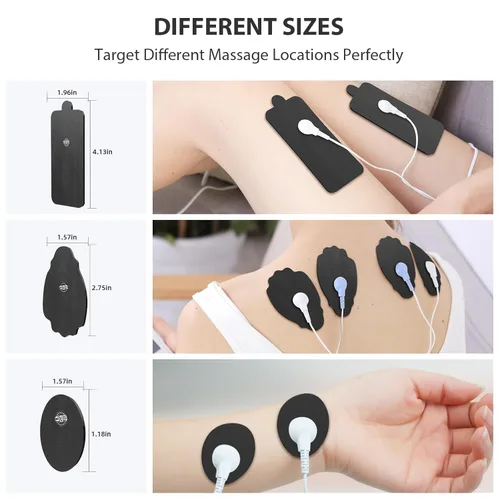 Miniatura 5 de Almohadillas de electrodos para unidad TENS NURSAL, paquete de 20 unidades de 3.5mm con cierre de presión, almohadillas de reemplazo EMS para Negro