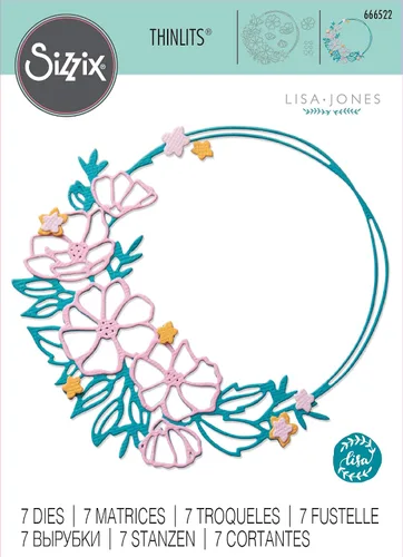 Miniatura 3 de Sizzix Thinlits - Juego de troqueles redondos florales, color plateado
