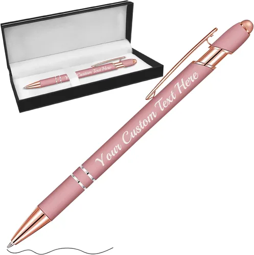 Miniatura 34 de Hasta 500 bolígrafos personalizados a granel con lápiz capacitivo, grabado, juego de bolígrafos con tu nombre, texto para mujeres de negocios