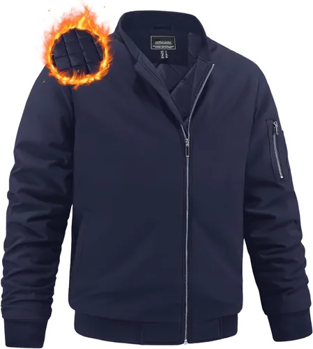 Miniatura 10 de MAGNIVIT - Chaqueta de bombardero para hombre de invierno, cortaviento, cálida, con cremallera completa, abrigo exterior, estilo casual, chaqueta