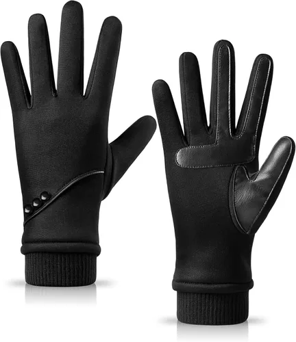 HOLDINA Winter Gloves Women with Touchscreen Fingers,Gloves for Women Water-Resistant with Anti-Slip Leather