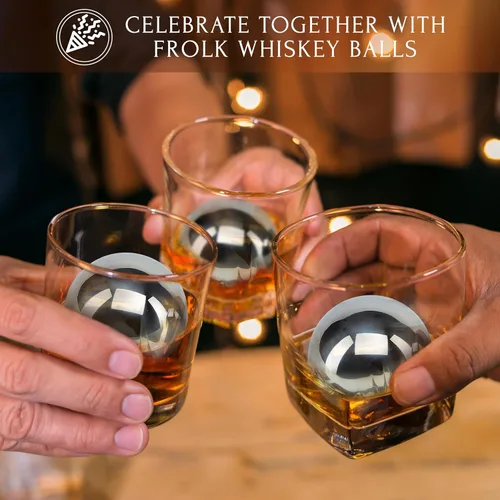 Miniatura 6 de Regalos para él – Hombres Papá Marido – 4 bolas de hielo de whisky de acero inoxidable XL, pinzas especiales y bolsa de congelador en caja de regalo