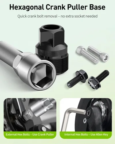 Miniatura 6 de Pawfly Kit de extractor de manivela de bicicleta, herramienta de extracción de manivela para cónica cuadrada, Shimano Octalink y brazos de manivela