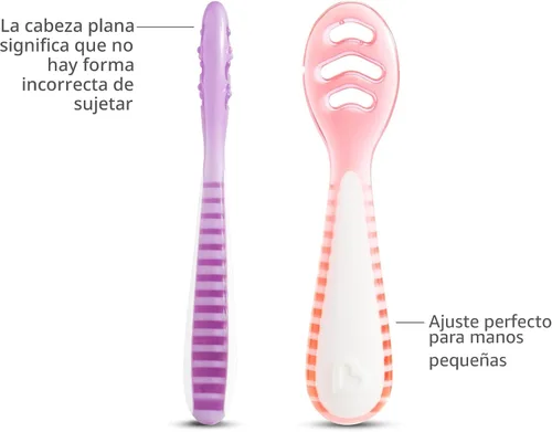 Miniatura 4 de Cucharas Munchkin® Gentle Dip™ para bebés para autoalimentación y destete con luz LED, paquete de 3, rosa/morado Rosado/Púrpura