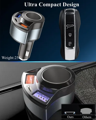 Miniatura 8 de [4 en 1 y QC3.0] Adaptador divisor de encendedor de cigarrillos, adaptador de cargador USB para automóvil multipuerto, adaptador de coche de 12 V-24