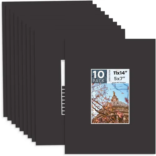 Miniatura 12 de MBC MAT BOARD CENTER, Paquete de 5 paspartús negros de 4x6 para fotos de 3x5, corte biselado, libre de ácido, grosor de 4 capas