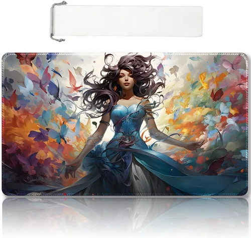 Miniatura 50 de Tapete de juego MTG cosido de alta calidad con zonas y respaldo de goma antideslizante, tapete de juego TCG para MTG y otros juegos de cartas, Dkt