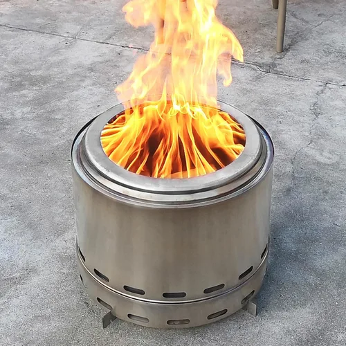 Miniatura 8 de ROOMTEC Fogata sin humo de 15 pulgadas, hoguera portátil de leña con soporte y bolsa, hoguera fácil de limpiar con cenicero extraíble, chimeneas