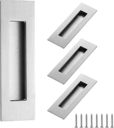 Miniatura 11 de Ravinte 1 paquete de manijas de puerta corredera de armario negro con tiradores negros empotrados de 4.72 pulgadas de largo, tiradores de dedo