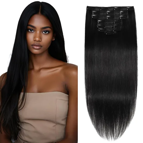Miniatura 8 de Extensiones de cabello lacio italiano Yaki con clip, cabello humano Remy real, grado 8A, grueso, virgen, 4C, afroamericanos, cabeza completa