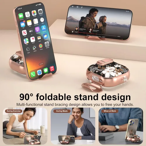Miniatura 2 de Maxjoy Funda para AirPods 4, funda transparente para AirPod de 4ª generación, funda protectora suave y linda flor para AirPod 4 para mujeres