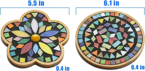 Miniatura 4 de Lanyani 2 juegos de kits de manualidades de mosaico DIY, kit de posavasos de azulejos de mosaico, crea tu propio proyecto de mosaico, set