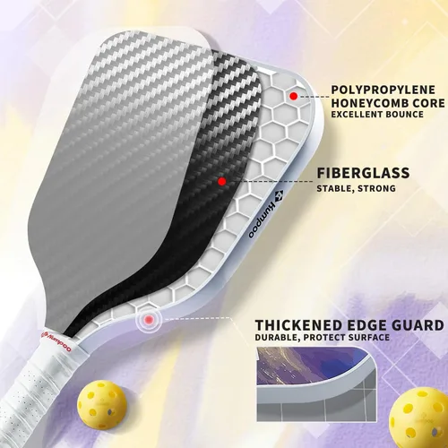 Miniatura 3 de Pickleball Paddle, Fiberglass Pickleball Paddle Set with Cover, Large Sweet Spot Pickle Ball Racket with PP Honeycomb Core for Women, Men