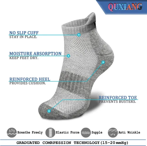 Miniatura 4 de QUXIANG Calcetines de compresión para mujeres y hombres, circulación, 367 pares de soporte de tobillo de 15-20 mmHg, lo mejor para correr, ciclismo