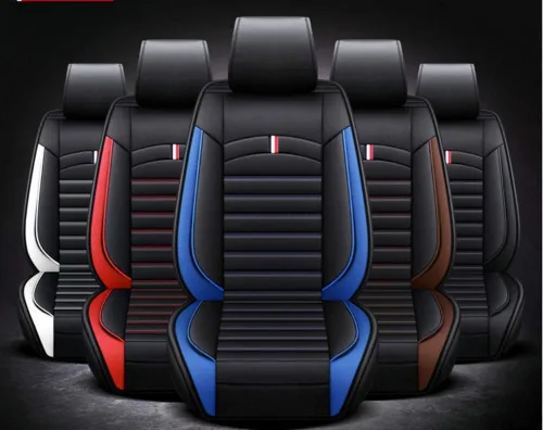 Miniatura 3 de Juego completo de fundas de cojín y almohadas de cuero sintético para asiento delantero y trasero de coche con reposacabezas y soporte de cintura, 5