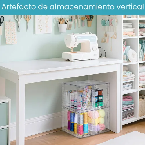Miniatura 8 de Vtopmart - Paquete de 4 contenedores de almacenamiento apilables y transparentes de 9.7" de alto, organizadores de plástico ideales para productos