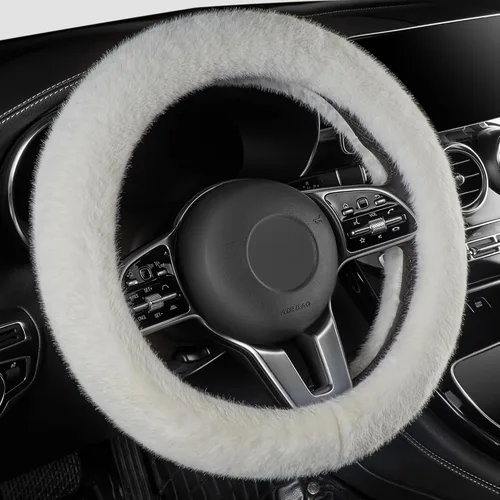 Miniatura 10 de LACDL Fundas mullidas de invierno para volante de automóvil, para mujer, cálida y bonita funda para volante de automóvil para sedán, SUV, súper Negro
