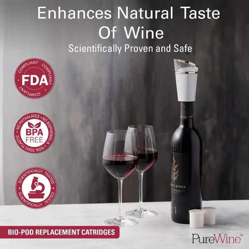 Miniatura 8 de PureWine Bio-Pods para purificador y aireador de vino, filtros de vino rojo y blanco para histaminas y sulfitos, ayuda a alergias y dolores