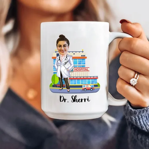 Miniatura 6 de Taza de café personalizada con foto de doctor de 11 y 15 onzas, divertida taza de café de doctor regalo para agradecer a hombres, mujeres, cirujano