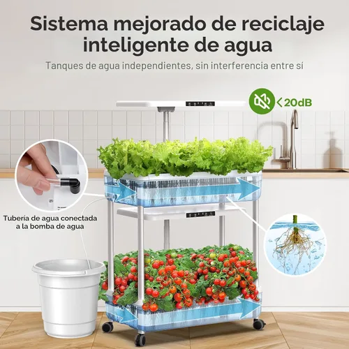 Miniatura 2 de Ahopegarden Sistema de cultivo hidropónico para jardín interior, 44 vainas de germinación de jardín de plantas y hierbas con luz LED de crecimiento