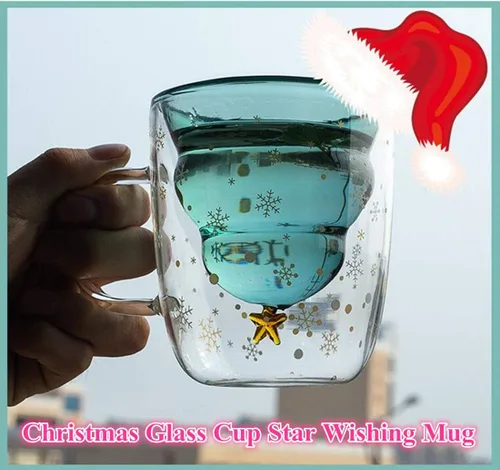 Miniatura 3 de MUCHENGGIFT Bonita taza de café con diseño de árbol de Navidad, taza de té y leche con aislamiento de doble pared, taza de espresso, el mejor regalo