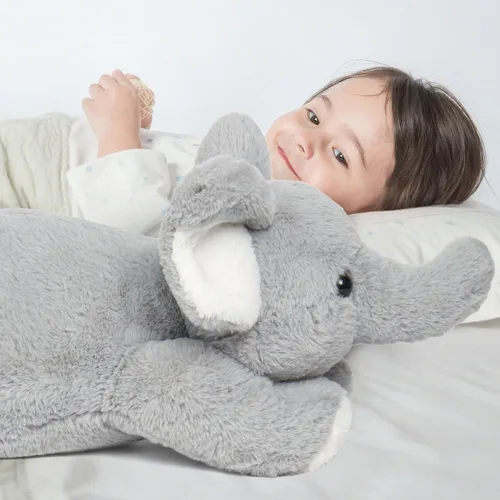 Miniatura 3 de JellyMallow Animales de peluche de elefante con peso de 24 pulgadas, color azul, almohada de felpa de elefante gigante abrazable para niños y adultos