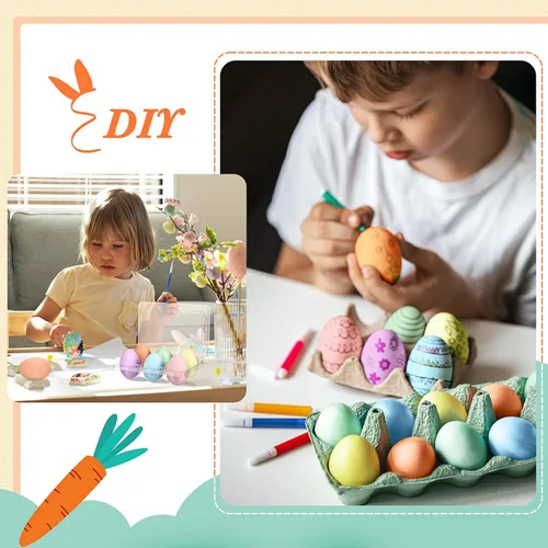 Miniatura 6 de Geiserailie 24 huevos de cerámica de Pascua de 2.44 pulgadas, cesta de huevos de Pascua para manualidades, decoración de fiesta, juego de Color suave
