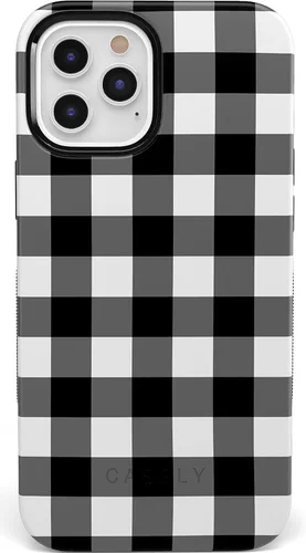 Casely Funda para iPhone 12 Pro Max | Compatible con MagSafe | Check Me Out | Funda a cuadros de tablero de ajedrez