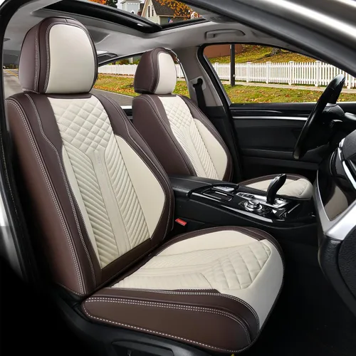 Miniatura 10 de Coverado Juego completo de fundas de asiento, fundas de asiento de piel sintética transpirable de 5 asientos para automóviles, funda de asiento