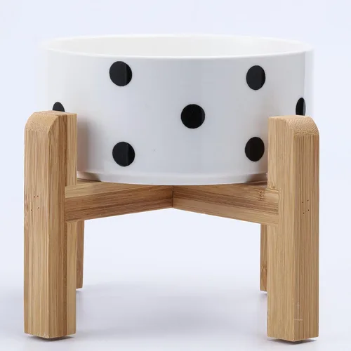Miniatura 15 de Petygooing Cuenco de cerámica blanco elevado/alzado para perros de razas pequeñas, plato de comida y agua para perros con soporte, cuenco