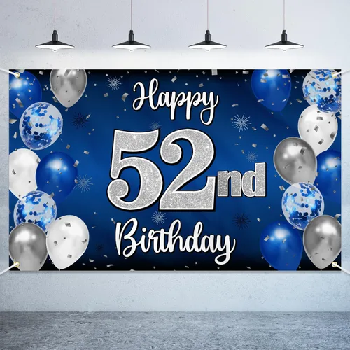 Miniatura 13 de Decoraciones de Feliz 11º Cumpleaños, Globo Azul y Plateado Grande Pancarta de Fondo de Cumpleaños, Brindemos por Once Años Suministros de Fiesta