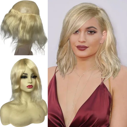 Miniatura 8 de Voloria Toppers de cabello humano real de 12 pulgadas para mujer, densidad media, base de poliuretano completa, extensiones de cabello