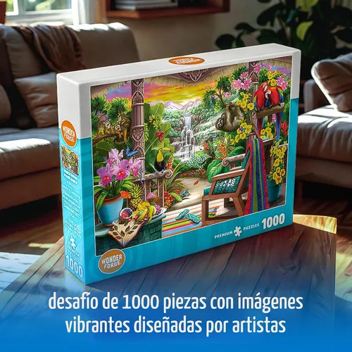 Miniatura 3 de Wonder Forge Tropical Retreat Rompecabezas de 1000 Piezas para Adultos Piezas Únicas que Encajan Perfectamente Imágenes Divertidas y Vibrantes