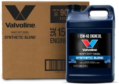 Valvoline Heavy Duty Synthetic Blend 15W-40 Aceite de motor diésel sintético de alta resistencia, 2.5 gal, caja de 2