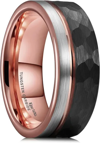 Miniatura 110 de King Will Anillo de boda de carburo de tungsteno para hombre con diseño de ranura, 6/7/0.315 in de ancho, acabado cepillado/pulido para hombre