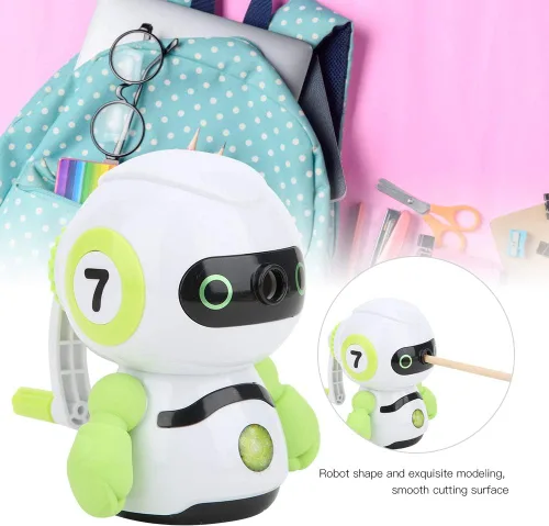 Miniatura 4 de Sacapuntas robot verde, sacapuntas manual, sacapuntas de mano de larga duración, mano de obra fina, suministros escolares, sacapuntas