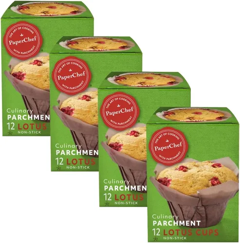 Miniatura 9 de PaperChef - Tazas de hornear de loto pergamino - Papel antiadherente de fácil liberación, tazas decorativas para hornear, perfectas para fiestas