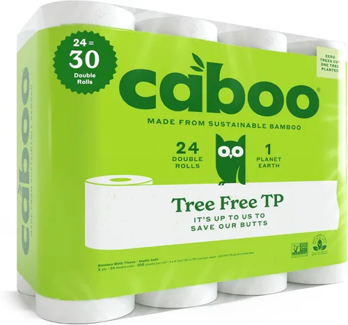 Caboo papel higiénico de bambú Natural, séptico seguro Biodegradable papel higiénico, ecológico suave 2 capas hojas, CBT300-12, 1, 1