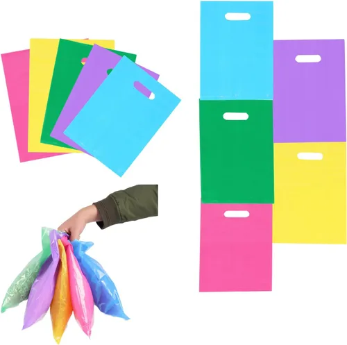 Miniatura 29 de ysmile Pequeña bolsa de compras de plástico negro con asa para pequeñas empresas Bolsa de plástico de mercancía troquelada bolsa de polietileno 100