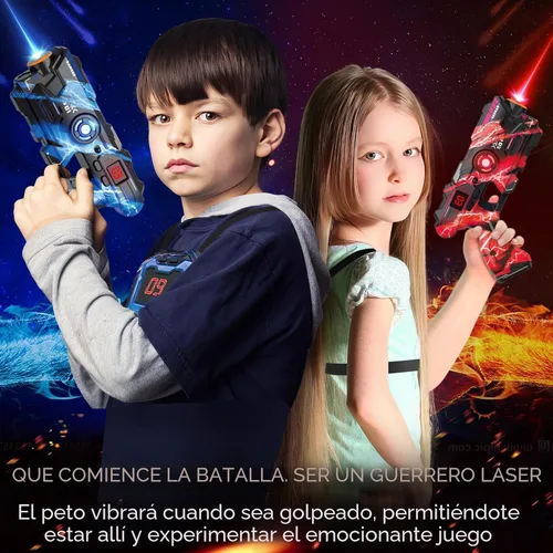 Miniatura 6 de Juego de 2 pistolas láser con pantalla LED digital, chalecos láser Inoor para exteriores, para niños de 8, 9, 10, 11 y 12 años en adelante